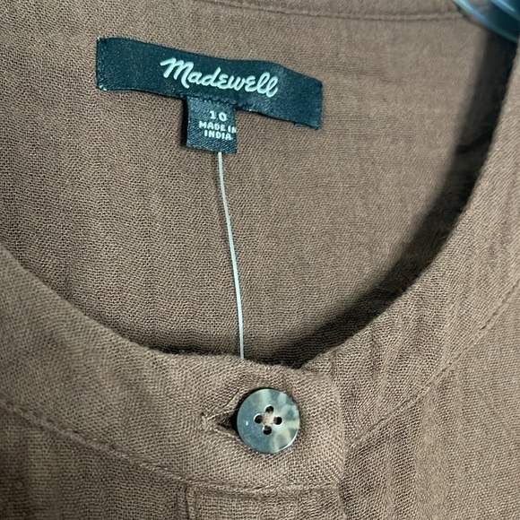 Madewell Lightspun Tapered-leg Double Gauze Jumpsuit In Cocoa Brown Size 10 New - Picture 6 of 10